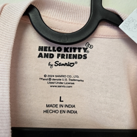 Hello Kitty Kuromi & My Melody Graphic T-Shirt Pink L - Picture 5 of 8